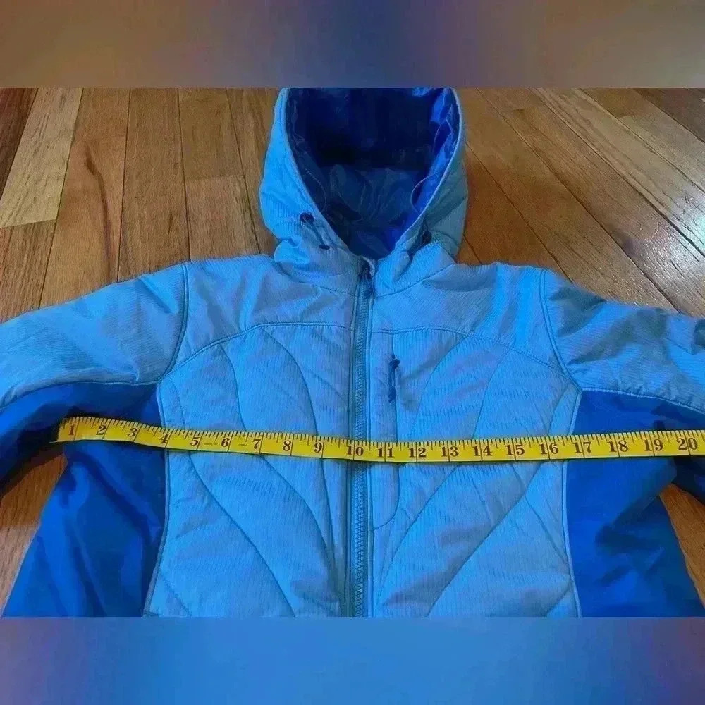 LL Bean Quilted Puffer Jacket Prima Loft Blue Hooded Stowaway Women's Size Small - Picture 11 of 14